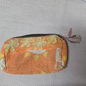 Orange Floral Kantha Pouch #4
